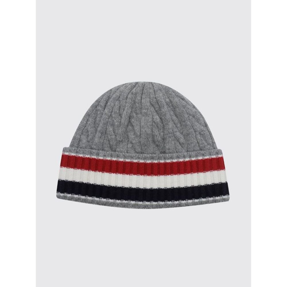 Thom Browne Men Striped Virgin Wool Beanie Thom Browne With Cuff And Logo Flag
